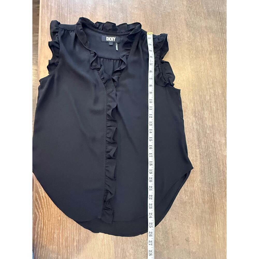 DKNY Black Ruffle Sleeveless Casual Shirt Top Blouse Women size S - Picture 6 of 6